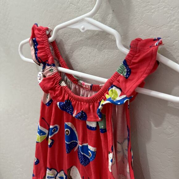 Mini Boden Red Butterflies Ruffle Tank Romper - Picture 2 of 6